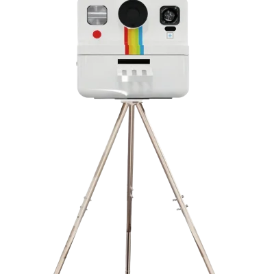 DOLA FOTO Polaroid Portable Photo Booth Front View Showcasing Touchscreen UI Photo Capture Button And Instant Print Exit Slot For B2B Event Use