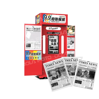DOLA_FOTO_DIY_Theme_Trending_Photo_Booth_Interactive_Newsroom_Style_Kiosk_With_Customer_Editing_Headlines_In_B2B_Exhibition_Space